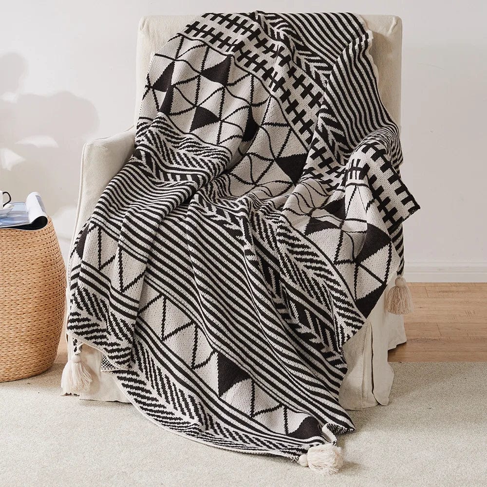 Black And White Aztec Blanket