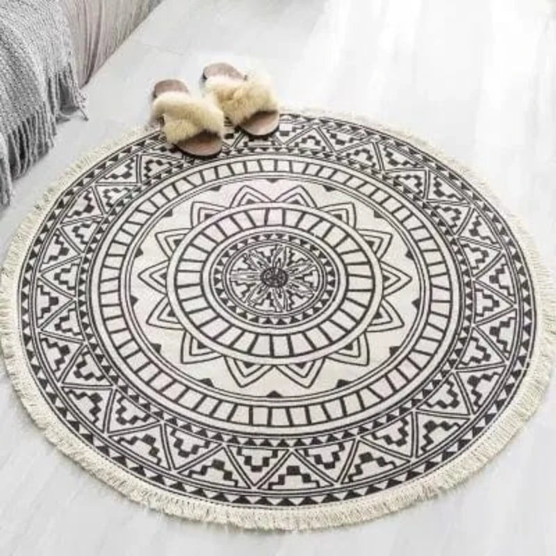 black and white aztec rug